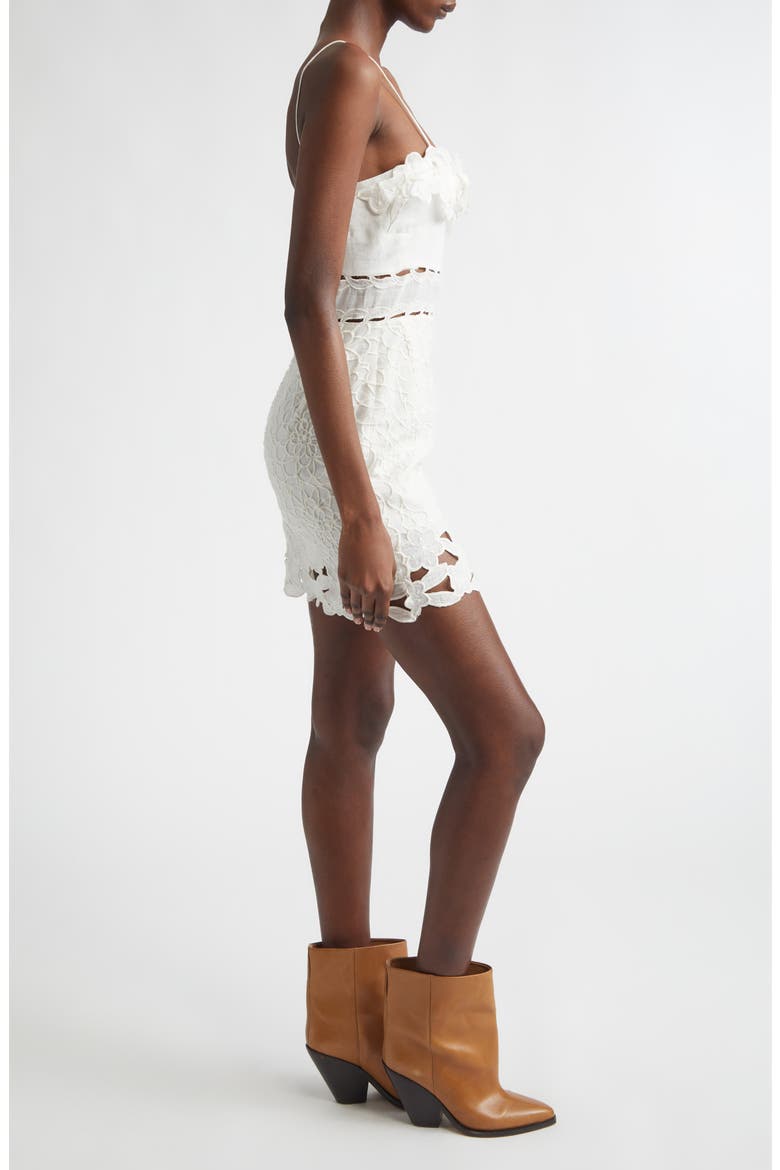 Reola Floral Appliqué Eyelet Ramie Minidress, Alternate, color, WHITE