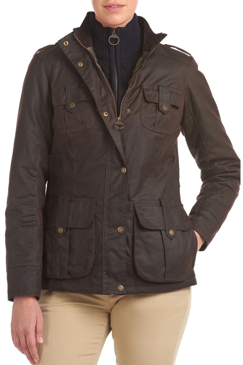 Winter Defense Waxed Utility Rain Coat, Main, color, RUSTIC/ GREEN PINK CHECK