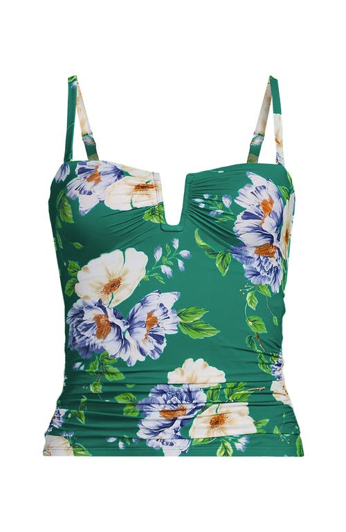 Lands' End Slender Bandeau U-wire Tankini Swimsuit Top In Island Emerald Petunia Floral