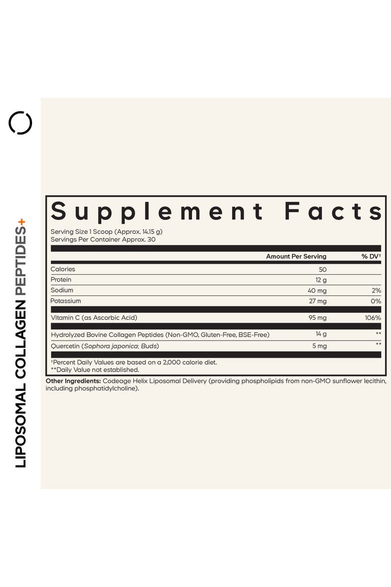 Liposomal Collagen Peptides Powder + Vitamin C, Alternate, color, White
