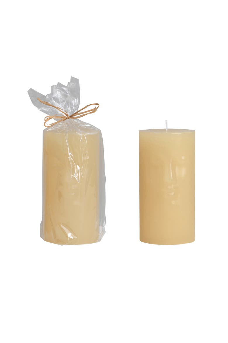 Unscented Face Pillar Candle, Cream, Main, color, Cream