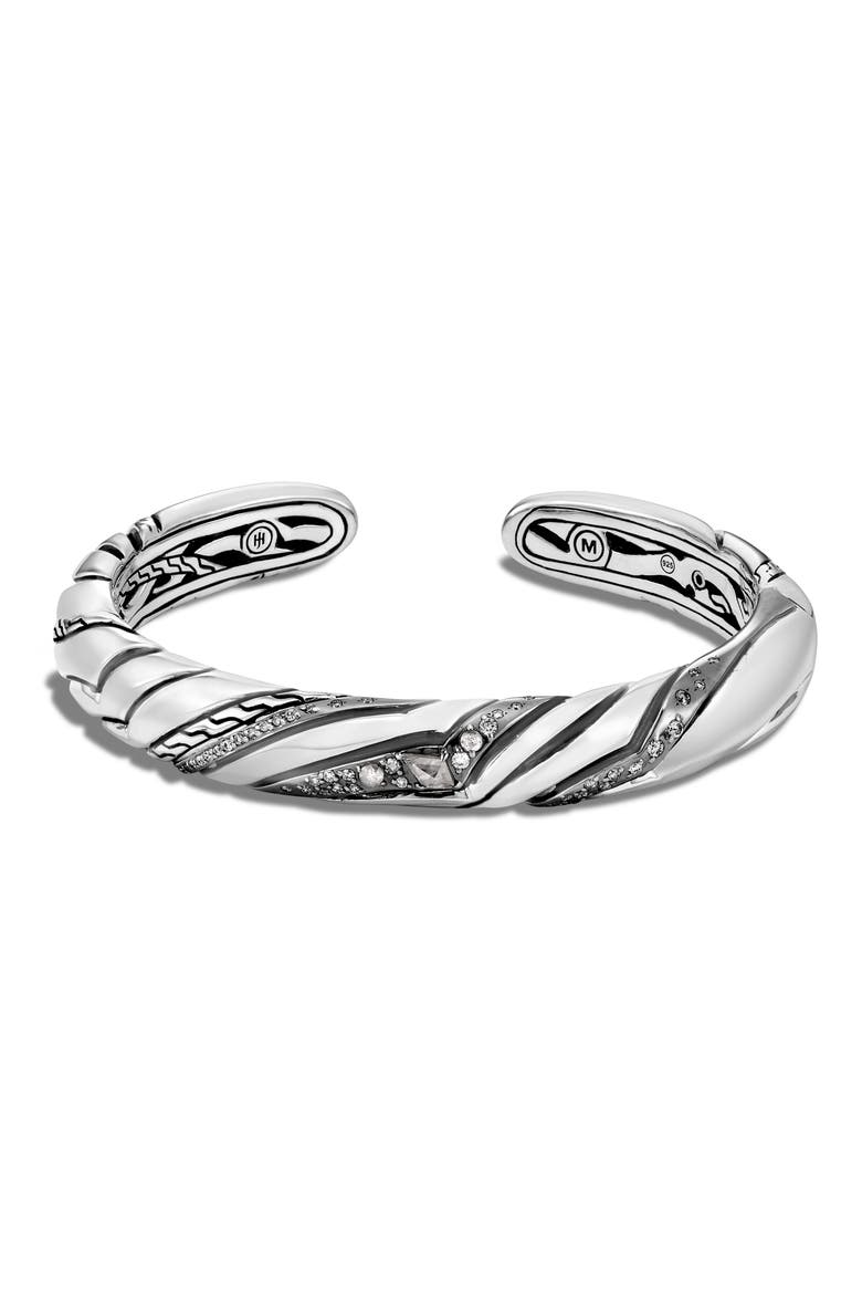 Small Kick Cuff Bracelet with Diamonds, Main, color, SILVER/ DIAMOND