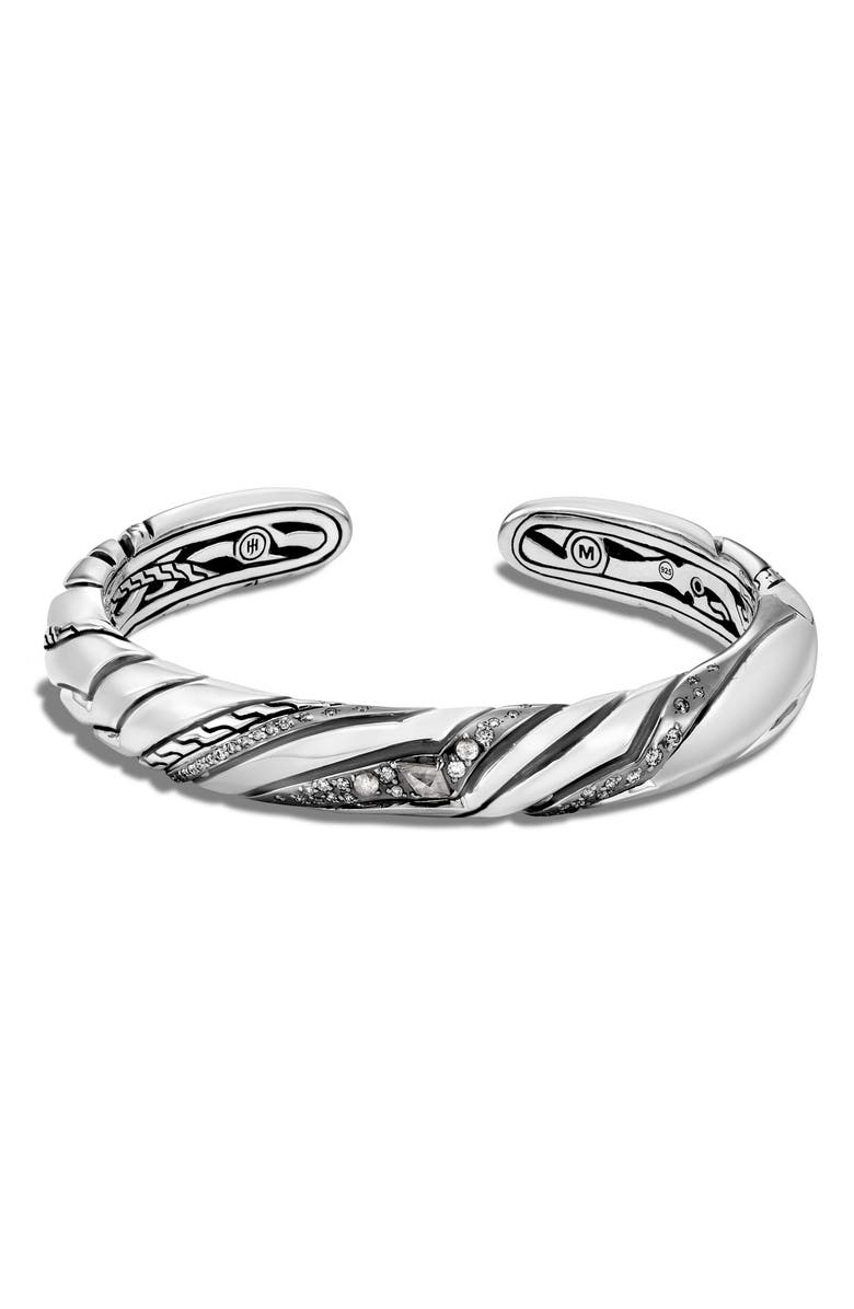 John Hardy Small Kick Cuff Bracelet with Diamonds, Main, color, 
