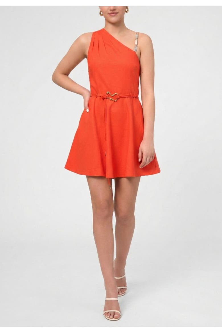 Elara Fit and Flare Mini Dress, Main, color, Bright Orange