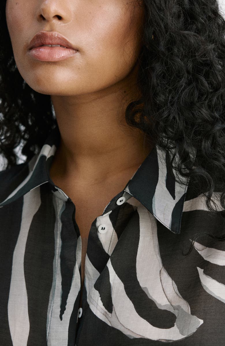 MANGO Print Shirt, Alternate, color, Black