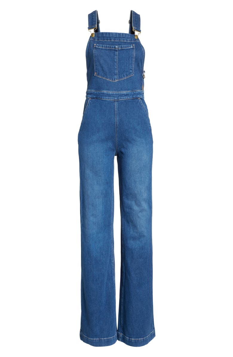 FRAME Palazzo Wide Leg Denim Overalls, Alternate, color, 