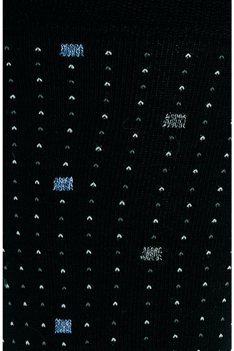 Geo Pattern Mercerized Cotton Blend Dress Socks, Alternate, color, BLACK