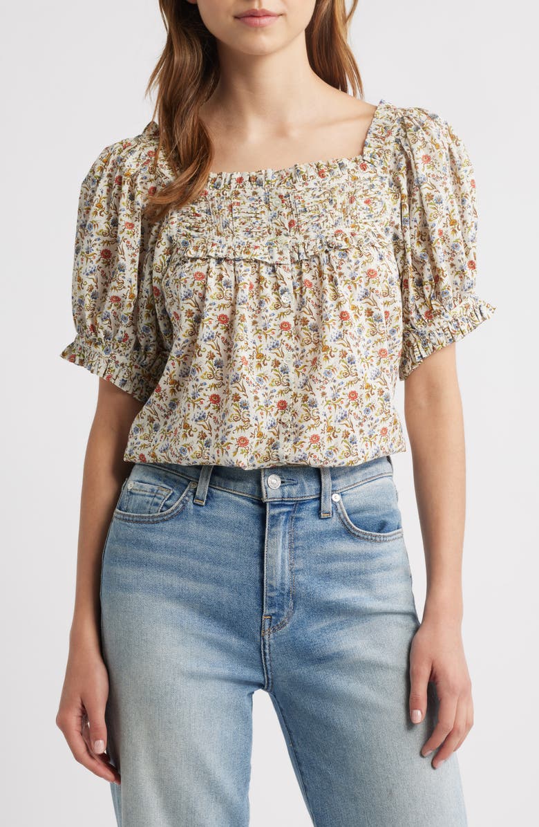 DÔEN Farley Floral Peasant Top, Main, color, Jardin Du Chateau