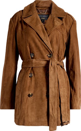 Bernardo Suede Belted Trench Coat Nordstrom