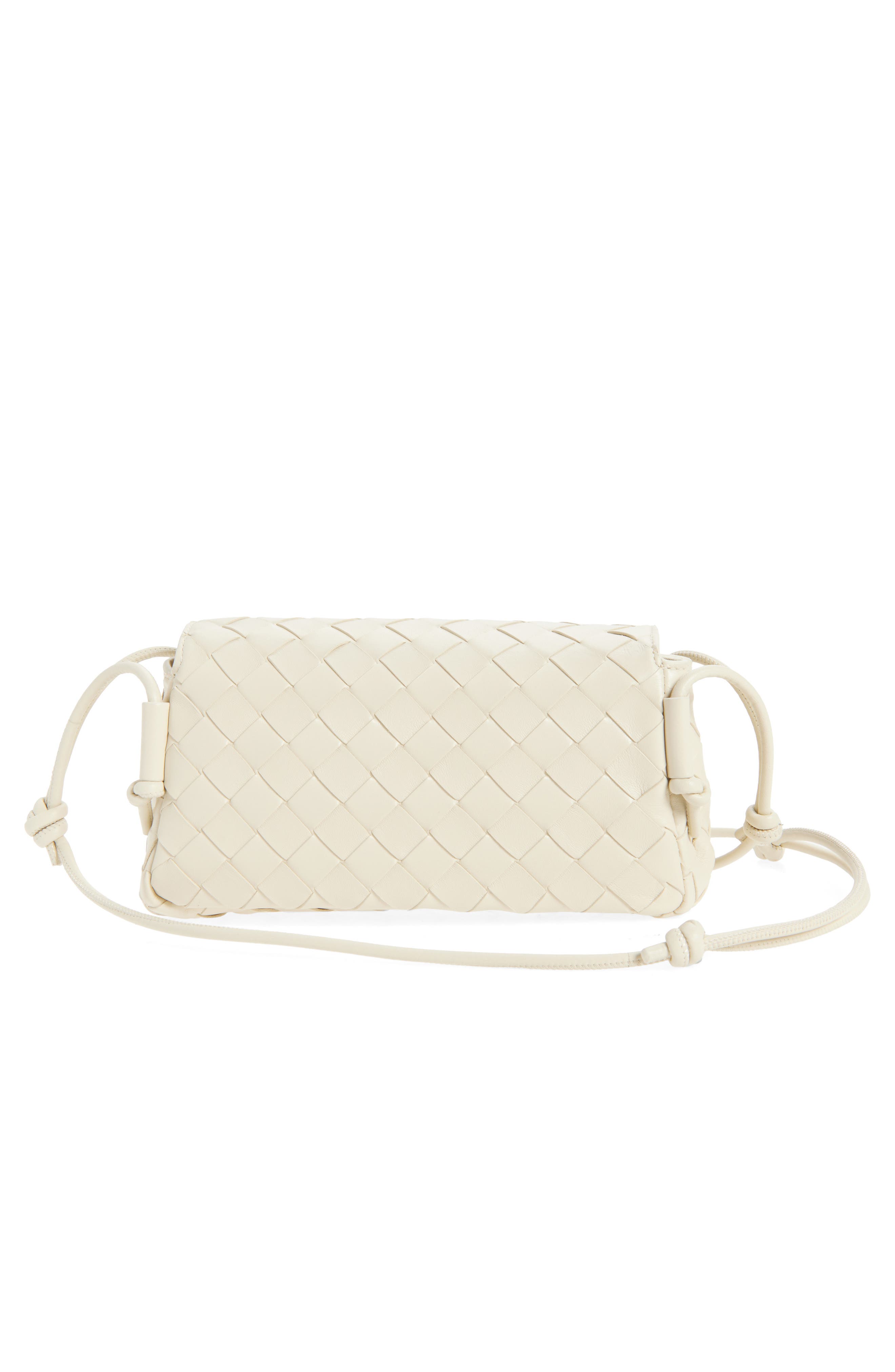 Bottega Veneta Discoteca Intrecciato Leather Crossbody Pouch, Alternate, color, 9197 Sea Salt-Gold