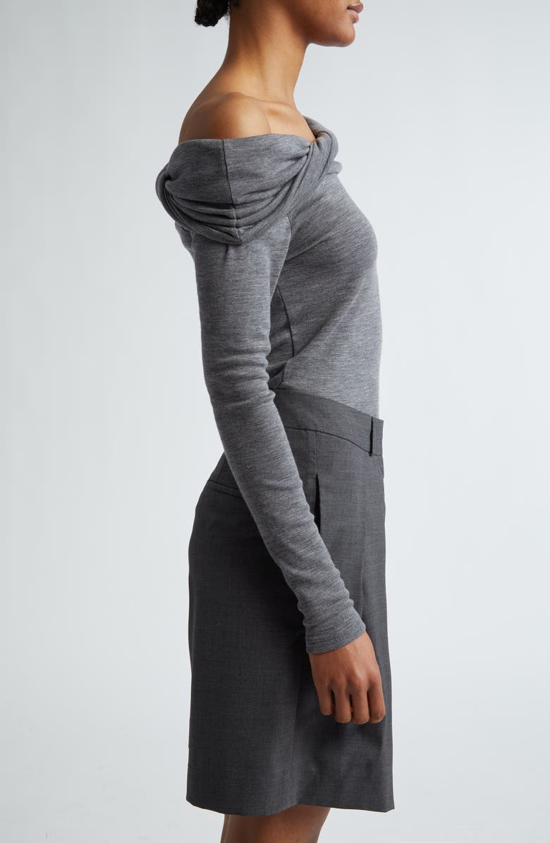 Róhe One-Shoulder Wool Top, Alternate, color, Dark Grey Melange