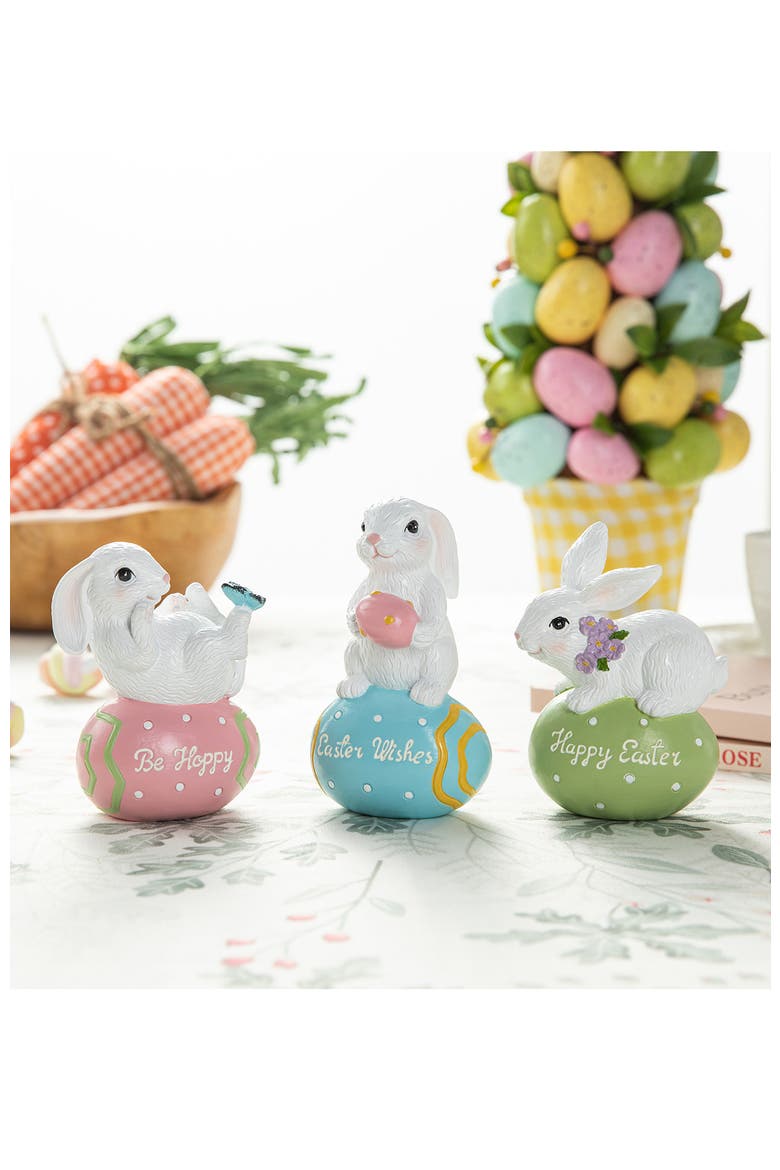 Set of 3 Easter Resin Bunny Table Decor, Alternate, color, White