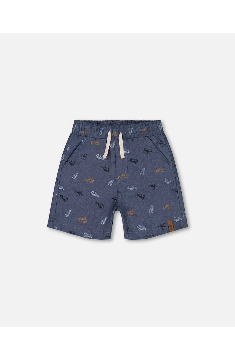 Deux par Deux Little Boy's Printed Chambray Short Gray, White And Tan, Main, color, Gray, White And Tan
