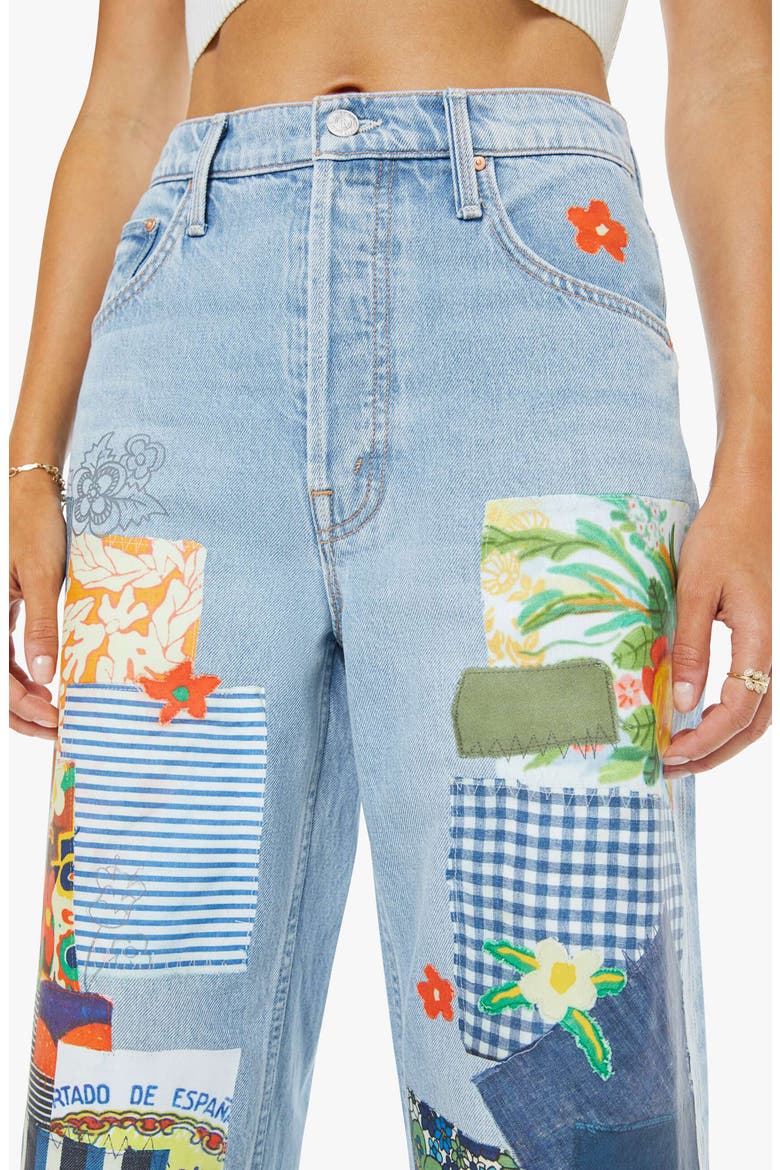Spinner Flood Patchwork Straight Leg Jeans, Alternate, color, MUMBLE JUMBLE