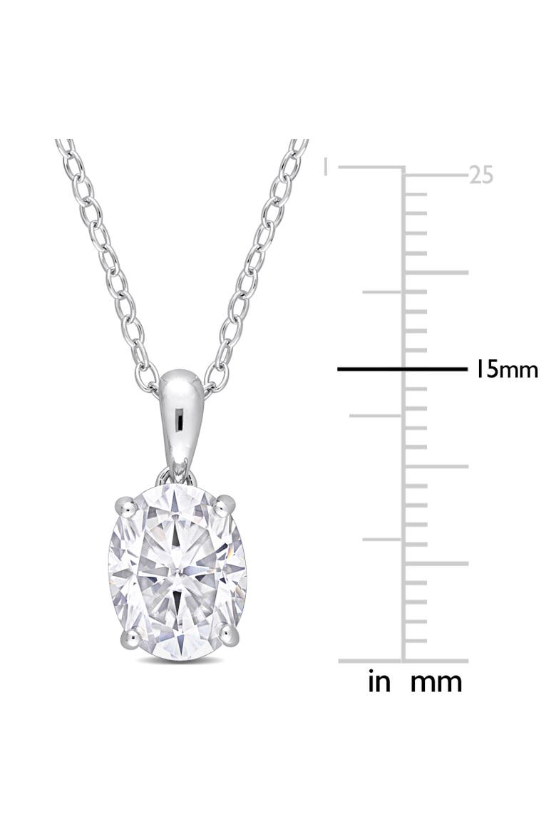 Moissanite Solitaire Oval Necklace, Alternate, color, Sterling Silver