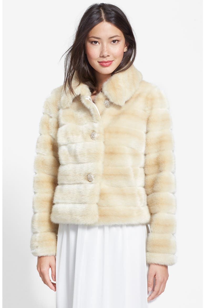 Faux Fur Jacket, Main, color, IVORY