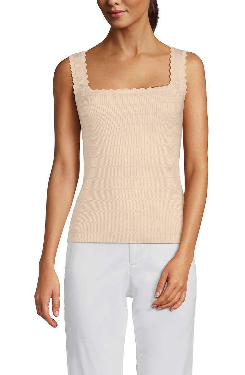 Lands' End High Retention Square Neck Tank Sweater, Main, color, Oatmeal