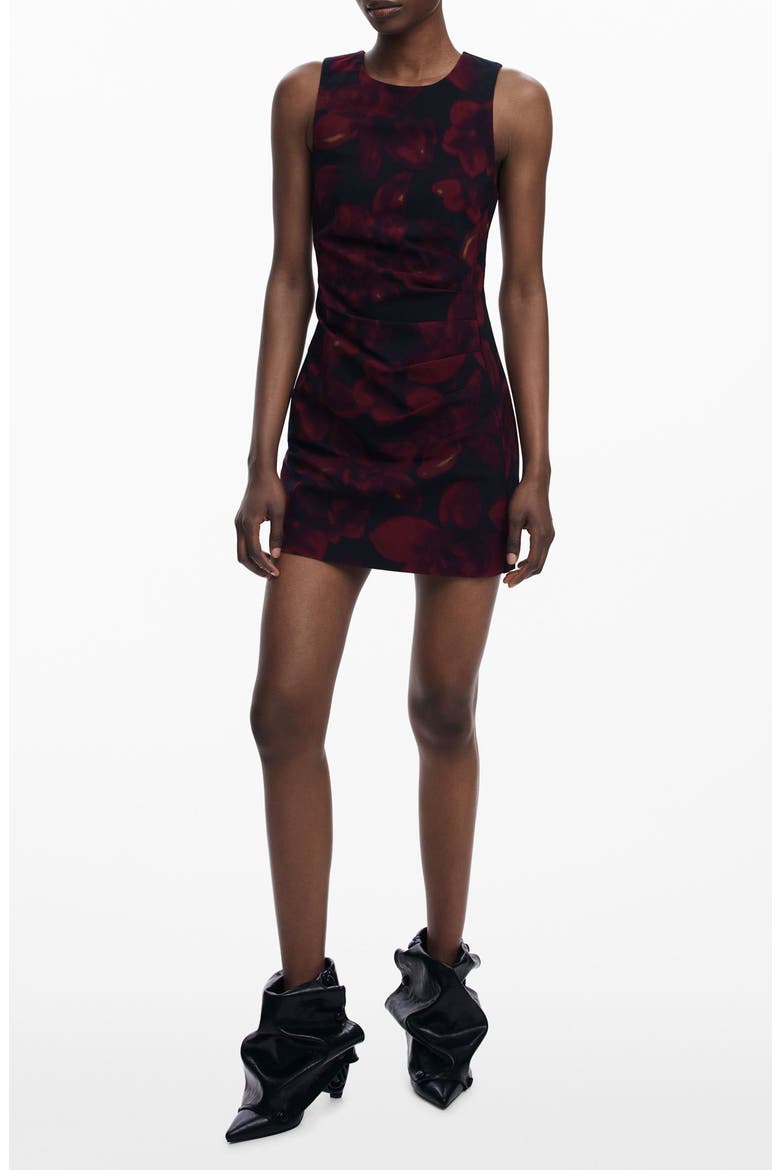 Ruched Sleeveless Minidress, Main, color, DARK RED
