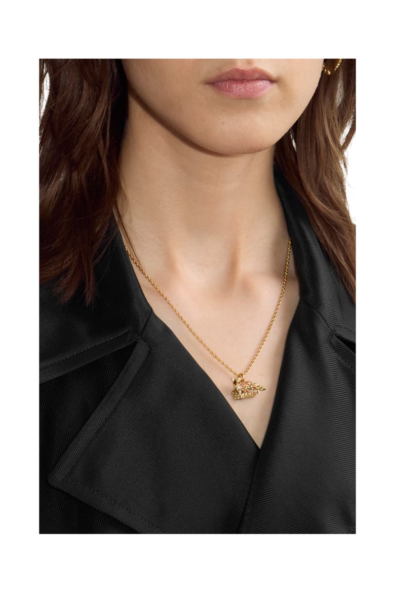 Fox Charm Necklace, Alternate, color, Gold/red/silver/clear