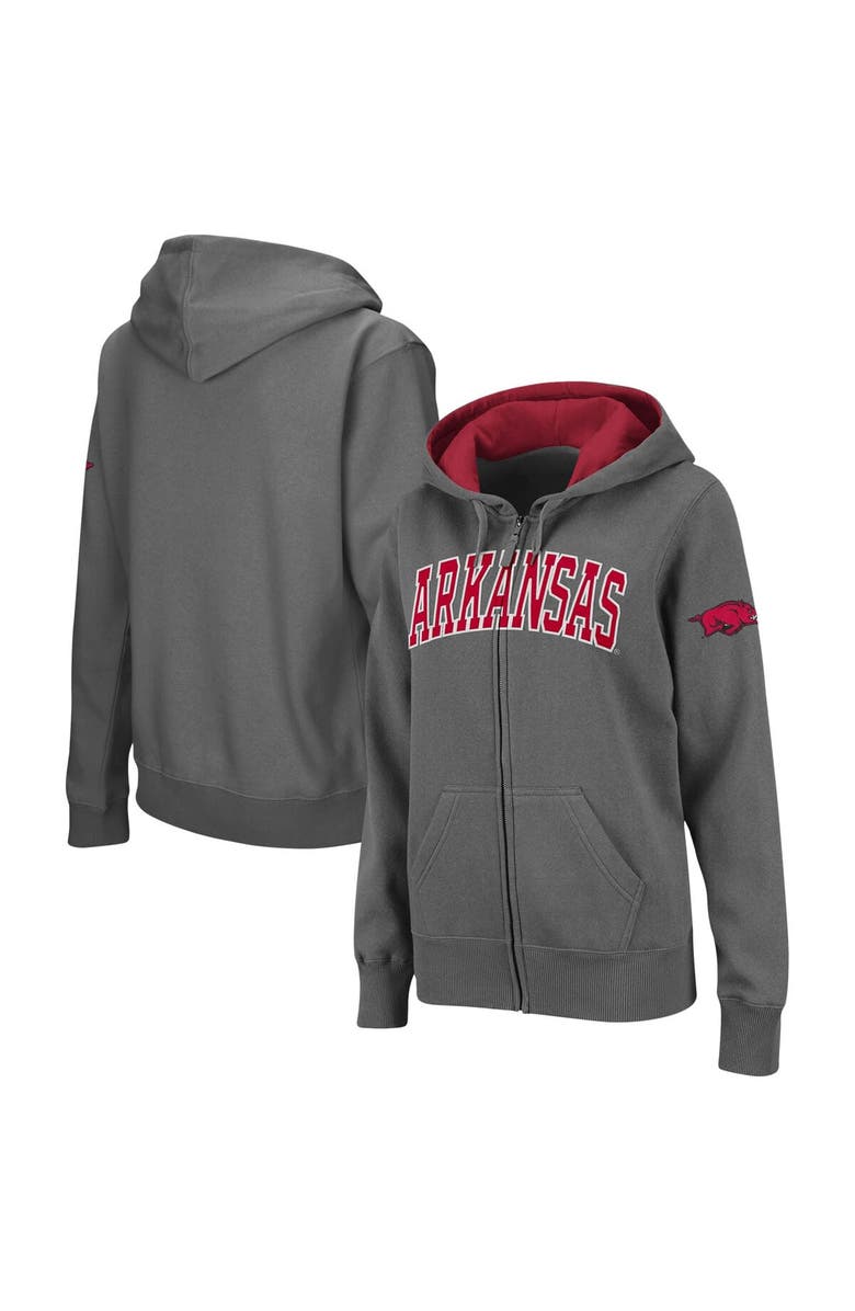 COLOSSEUM Women's Colosseum  Charcoal Arkansas Razorbacks Arched Name Full-Zip Hoodie, Main, color, Charcoal