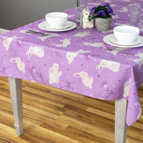 Northlight 70" Purple Easter Bunny Rectangular Tablecloth In Purple