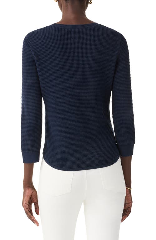 Nic + Zoe Nic+zoe Chill Out Waffle Stitch Sweater In Dark Indigo