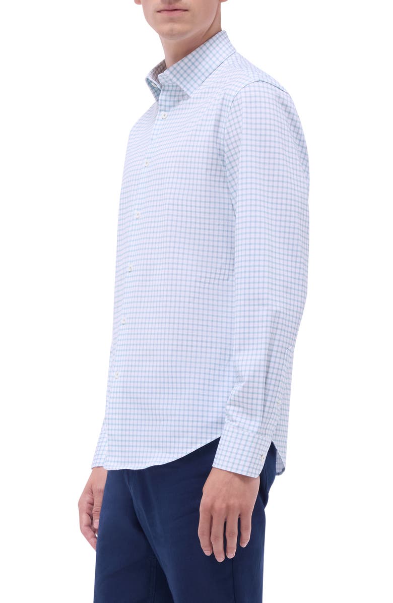 Bugatchi Jules OoohCotton<sup>®</sup> Plaid Button-Up Shirt, Alternate, color, Menthol