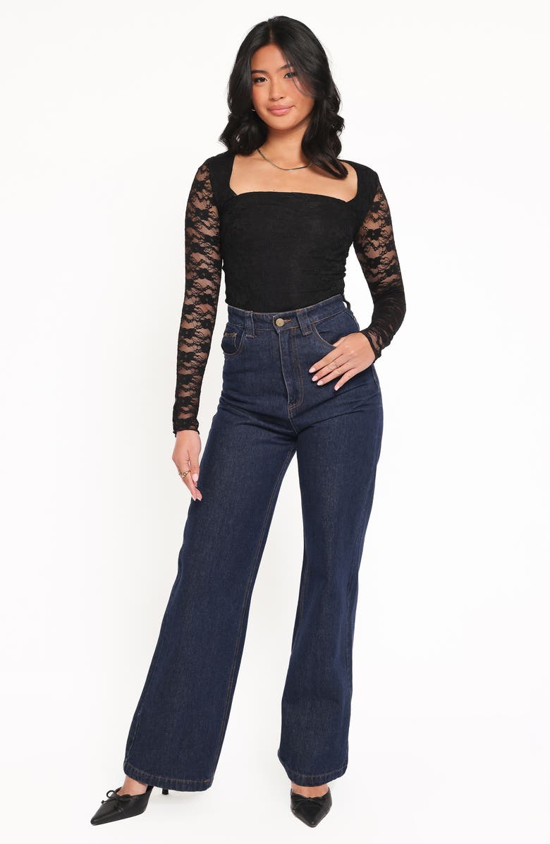 Petal & Pup Skyler Lace Long Sleeve Shirt, Alternate, color, Black