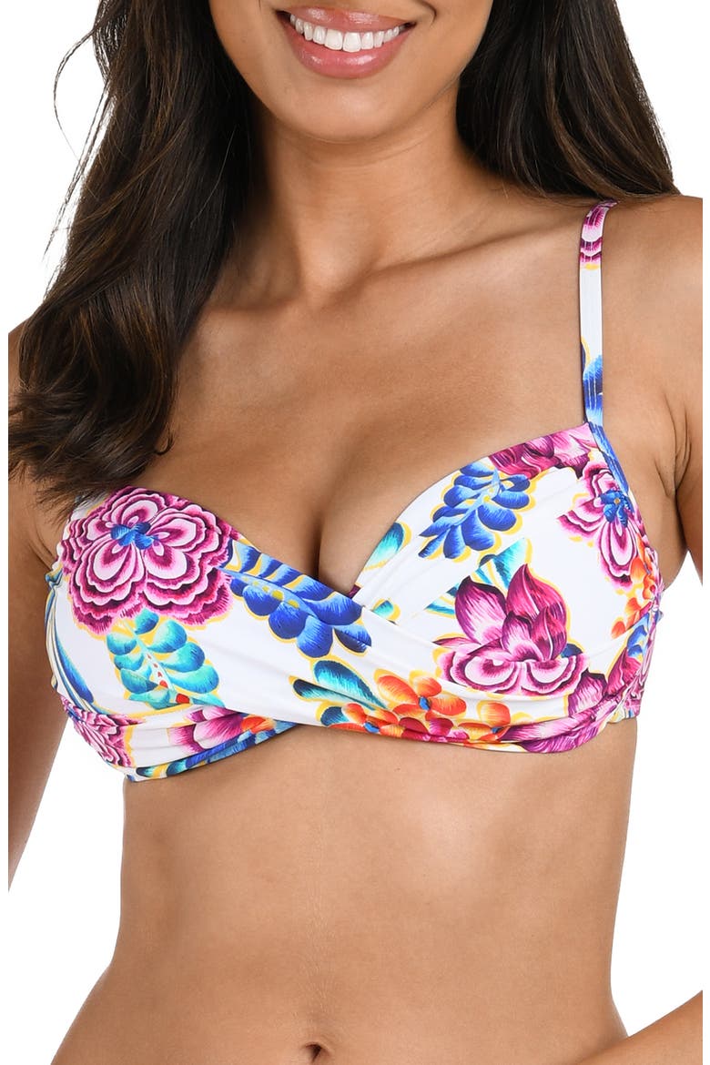 Paradiso Wrap Bikini Top, Main, color, WHITE MULTI