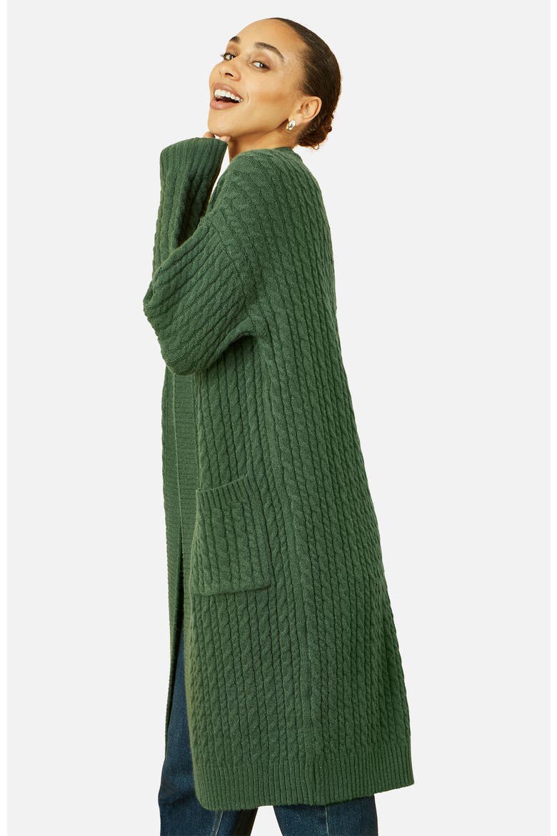 Cable Knit Long Sleeve Long Cardigan, Alternate, color, Green