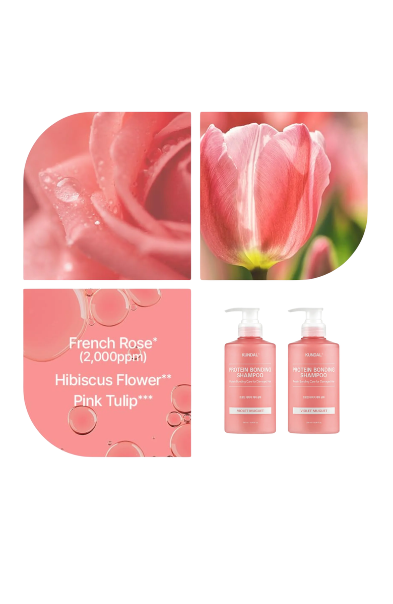 KUNDAL Protein Bonding Care Shampoo Violet Muguet 2 Pack, Alternate, color, Pink