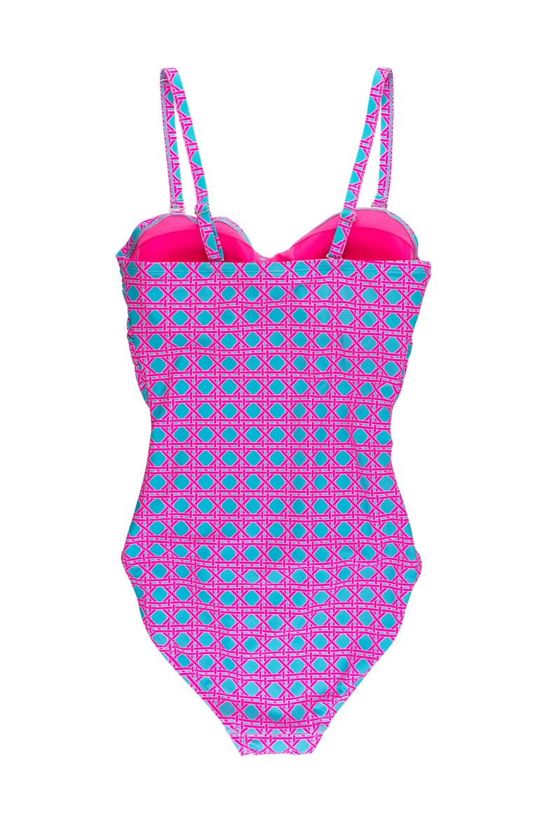 UPF50+ Sun Protected Women's Convertible Bandeau One Piece Swimsuit, Alternate, color, Neon Sorbet Cane