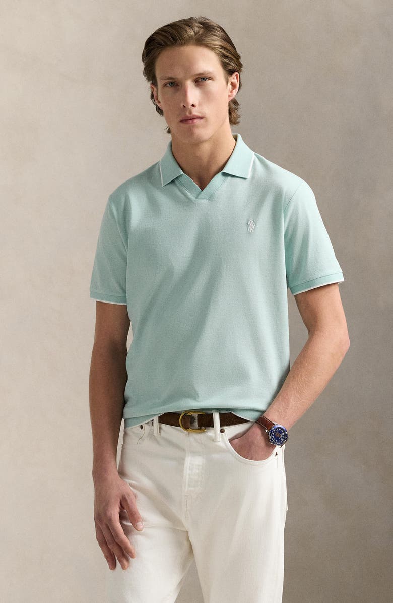 Polo Ralph Lauren Jacquard Mesh Polo Shirt, Alternate, color, Light Green