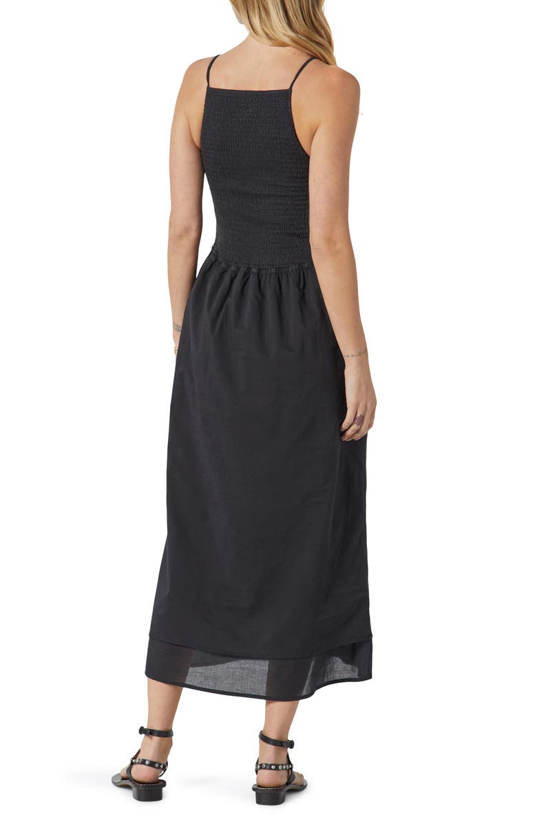 Joie Lory Smocked Linen Blend Maxi Dress, Alternate, color, Caviar