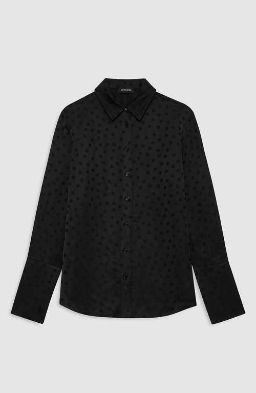 Anine Bing Amanda Dot Jacquard Blouse In Black