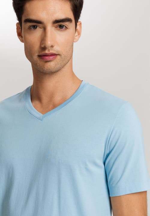 Hanro Living Shirts Cotton V-neck T-shirt In Blue