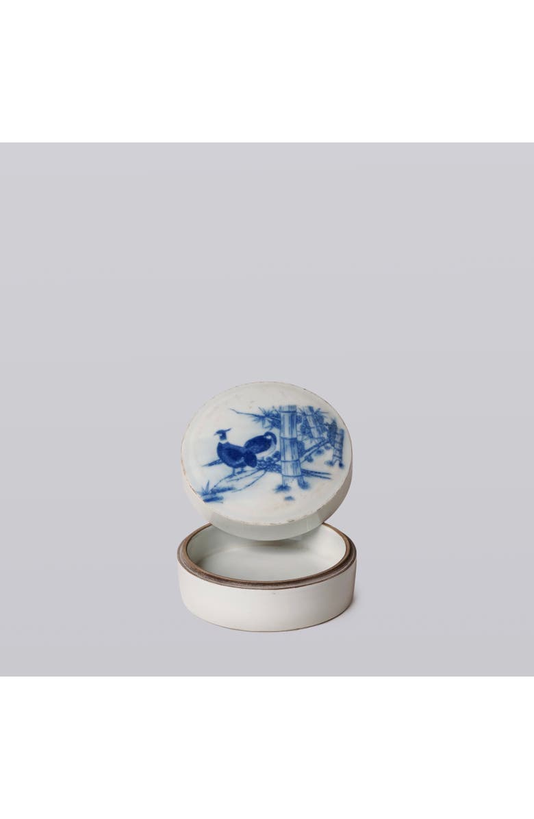 Cobalt Guild Blue and White Porcelain Pheasant Pair Ink Box, Main, color, Blue And White