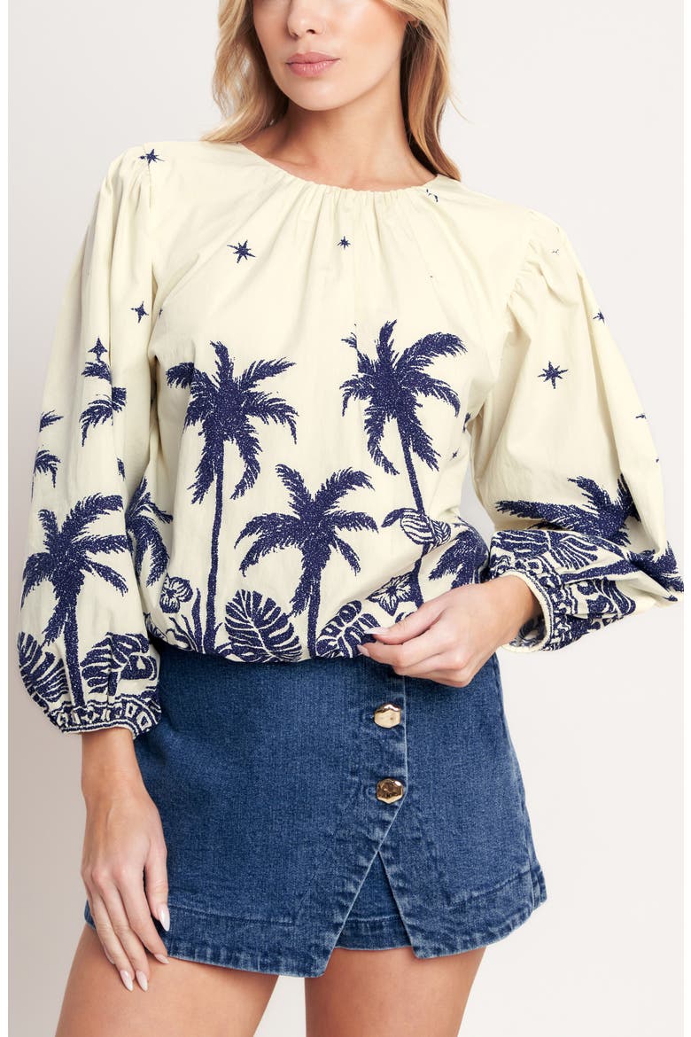 Printed Puff Sleeve Top, Alternate, color, OFF WHITE