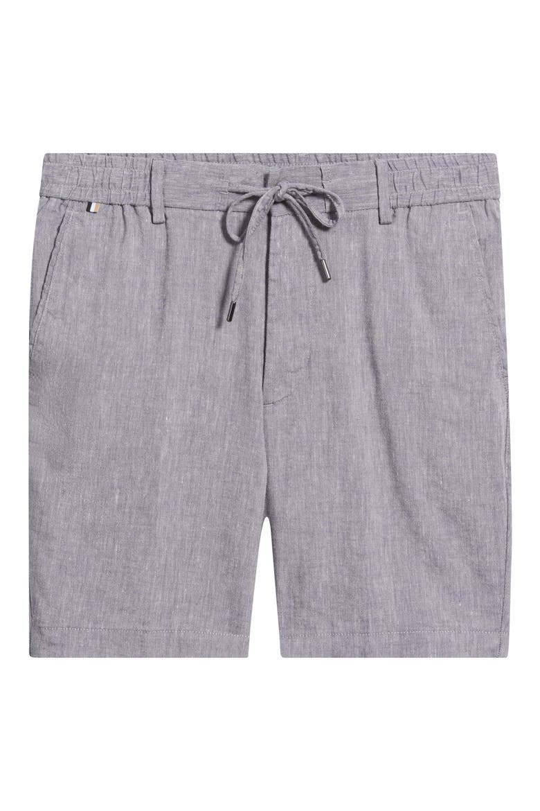 Kane Flat Front Linen Blend Drawstring Shorts, Alternate, color, OPEN BLUE