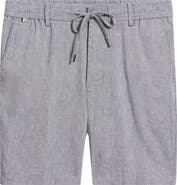 BOSS Kane Flat Front Linen Blend Drawstring Shorts