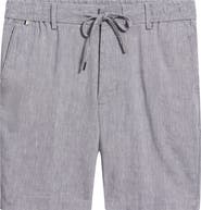 BOSS Kane Flat Front Linen Blend Drawstring Shorts