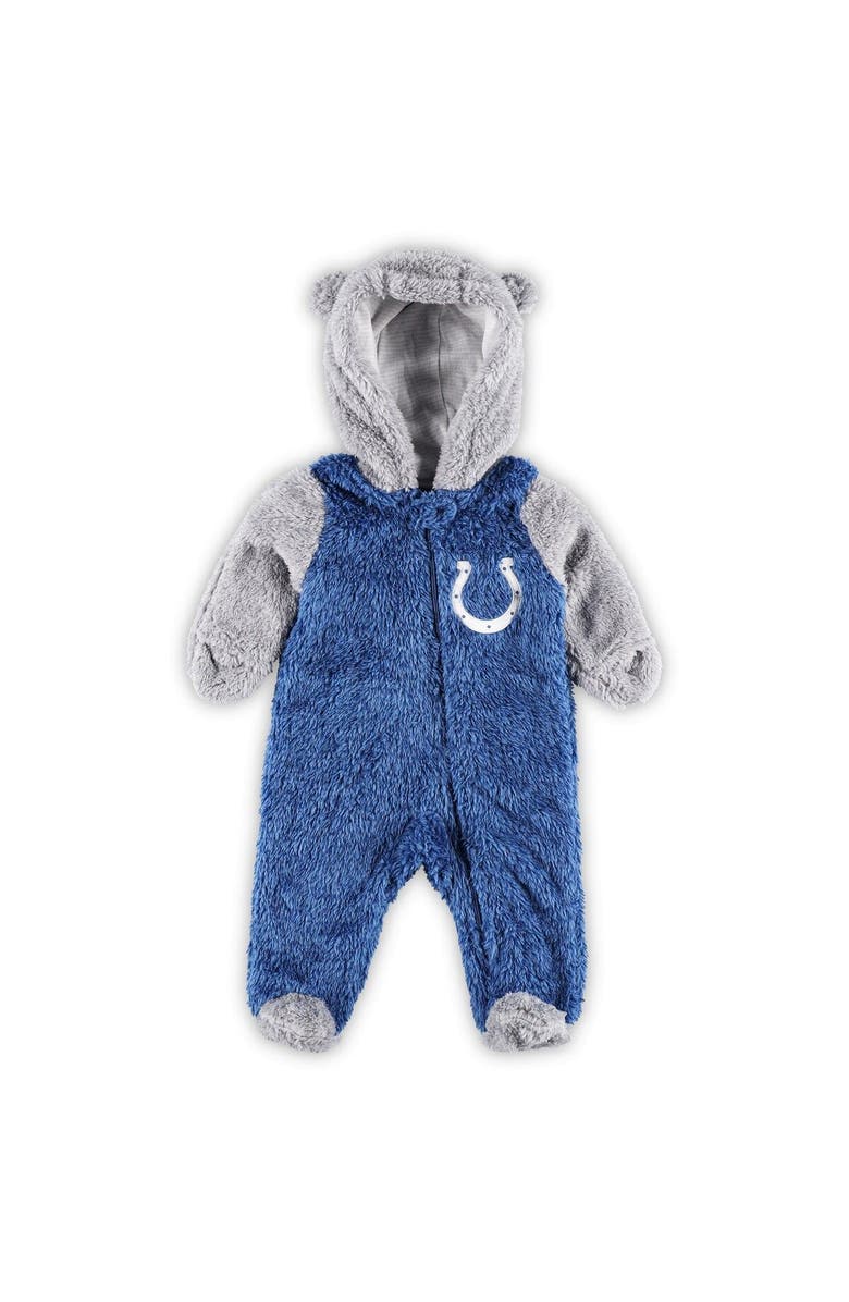 Outerstuff Newborn & Infant Royal/Gray Indianapolis Colts Game Nap Teddy Fleece Bunting Full-Zip Sleeper, Main, color, 