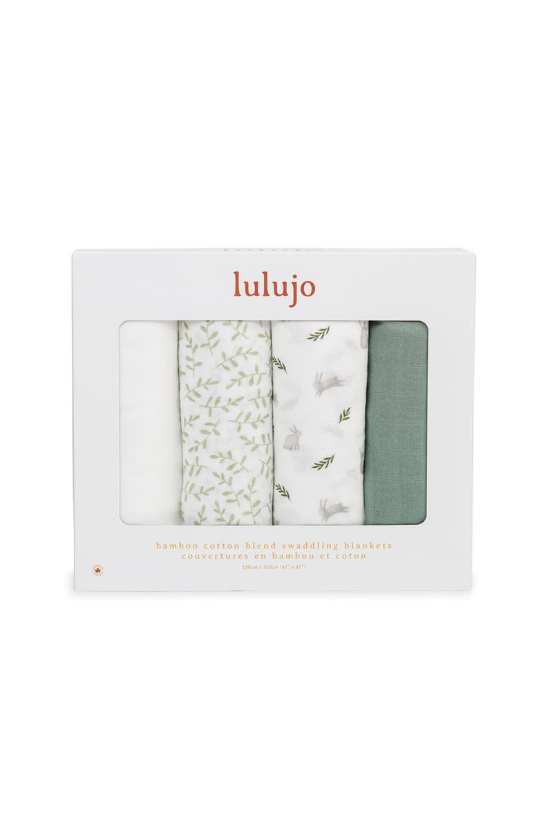 Lulujo Muslin Swaddles 4 Pack, Alternate, color, Fern 
Bunnies