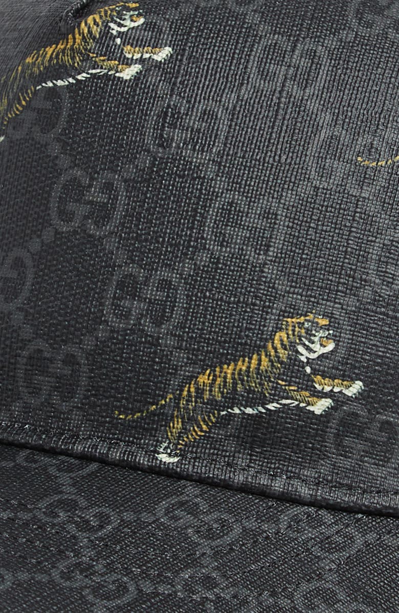 Gucci Tiger Print GG Supreme Baseball Cap, Alternate, color, 