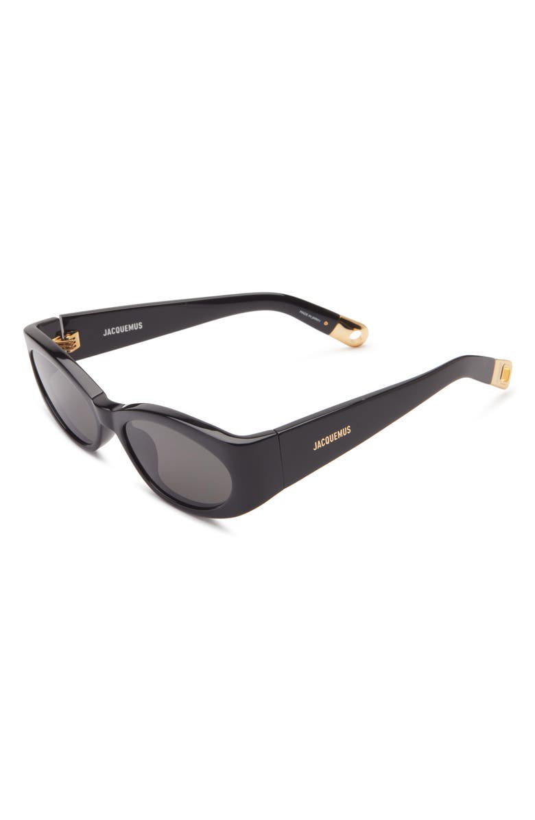 Jacquemus 55mm Oval Sunglasses, Alternate, color, Black/ Gold