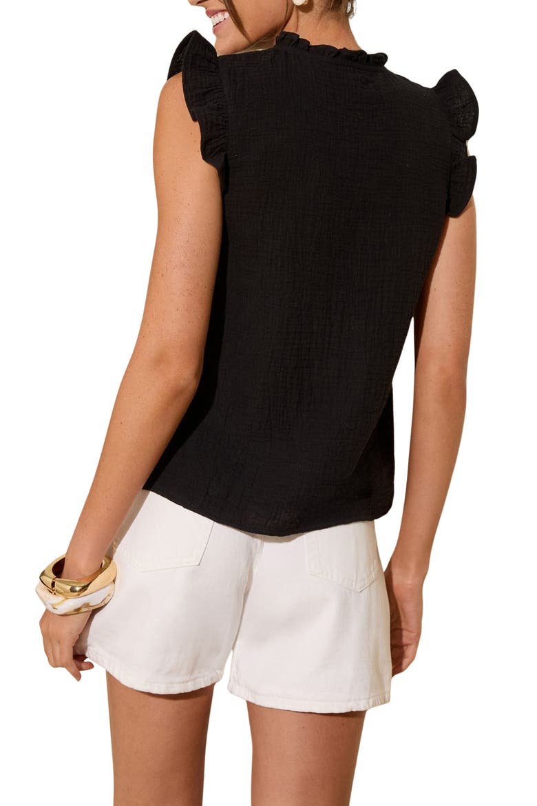 Palm Cornelli Tie Neck Top, Alternate, color, BLACK
