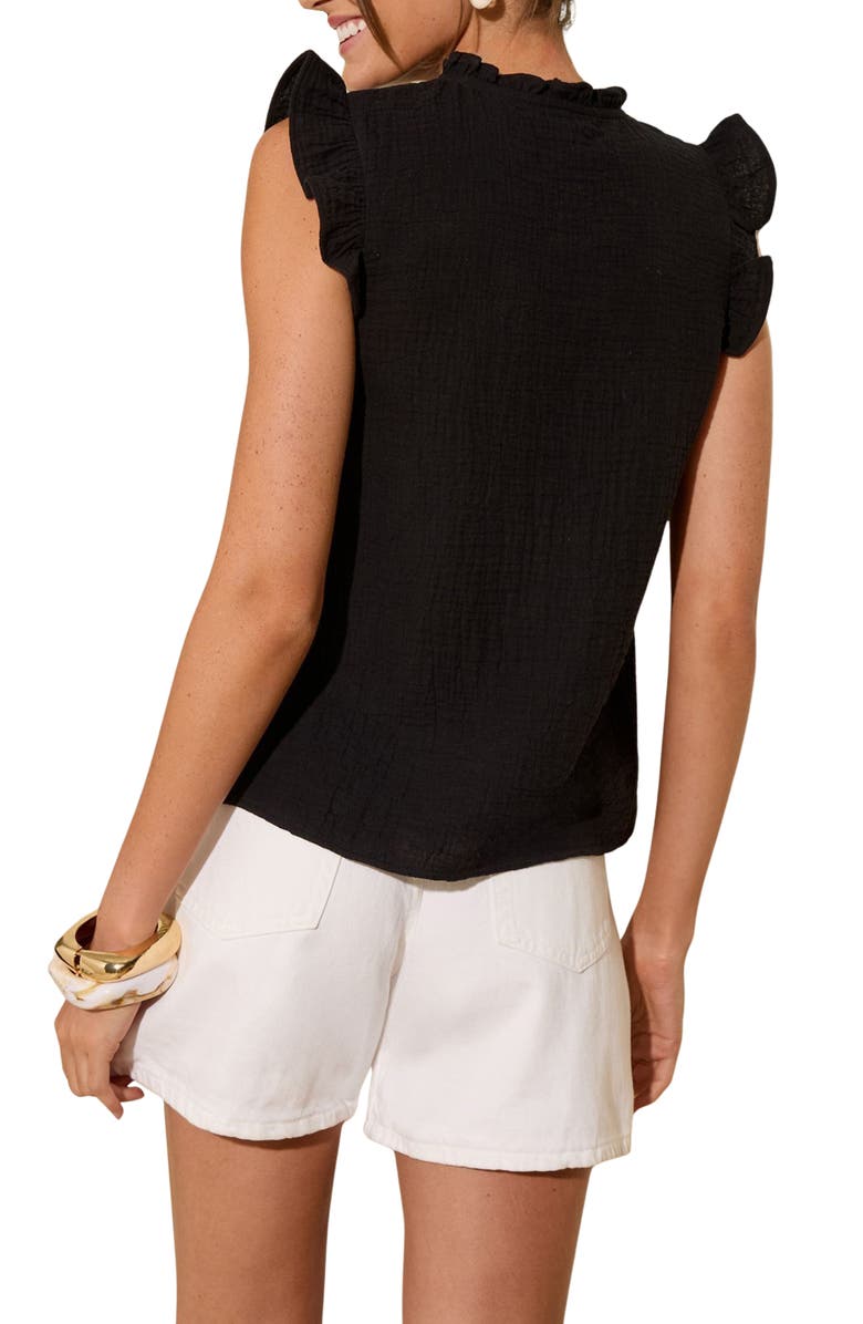 Friends Like These Palm Cornelli Tie Neck Top, Alternate, color, Black