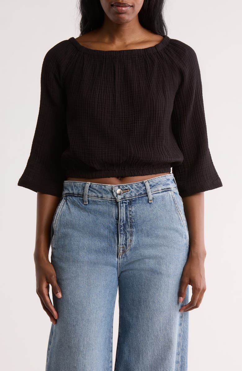 INDUSTRY REPUBLIC CLOTHING Raglan Cotton Gauze Top, Main, color,