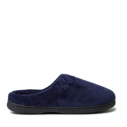 Dearfoams Darcy Quilted Cuff Velour Clog Slipper In Peacoat