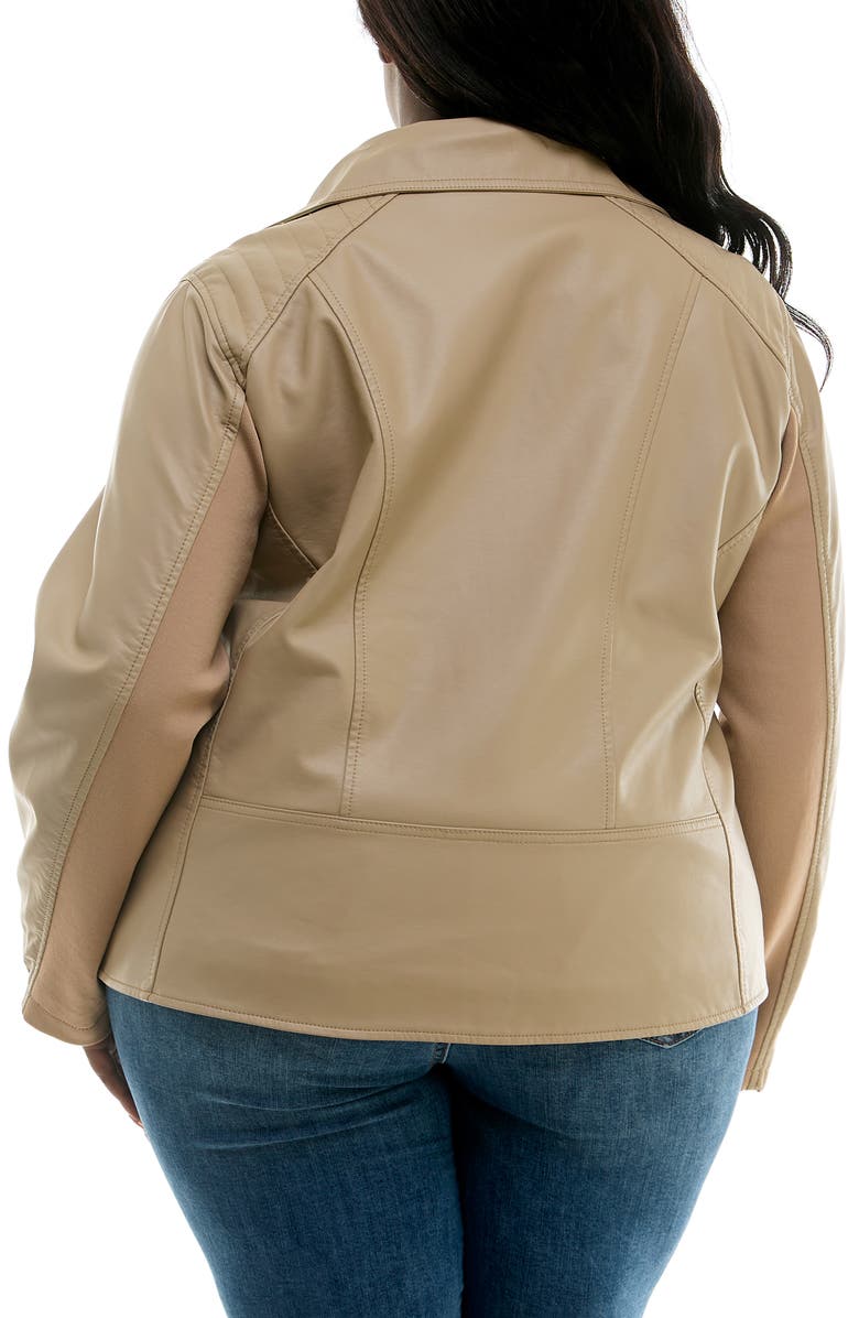 Nina Leonard Faux Leather Moto Jacket, Alternate, color, Tan